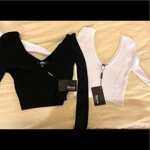 2 crop long sleeve shirts
